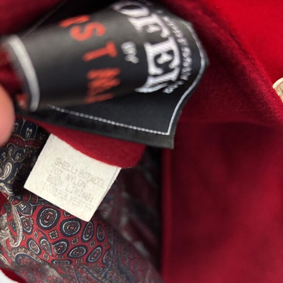 Vintage 90s Jofeld Double Breasted Red Wool Coat Womens XL Paisley Long Relaxed - Picture 8 of 16